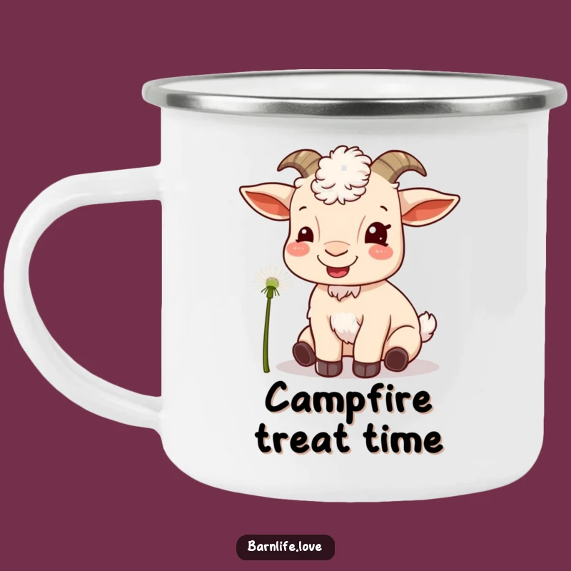 Funny Goat Munching Camping Mug: Outdoor Fun with Farm Humor
