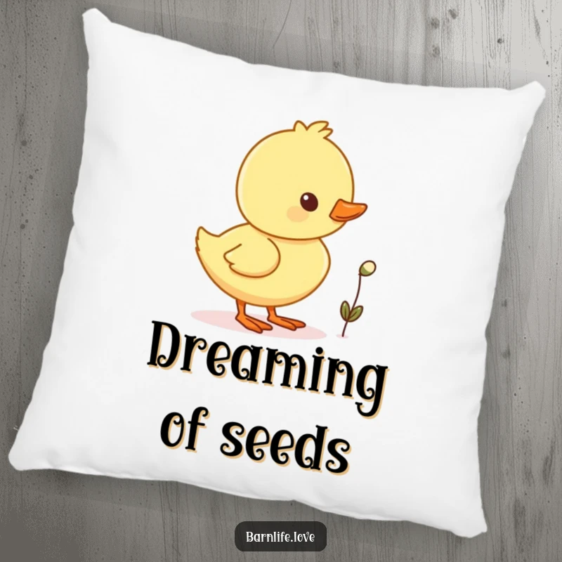 Funny duckling waddling pillow showing a cheerful baby duck with a tiny seed, offering soft comfort and cute style.