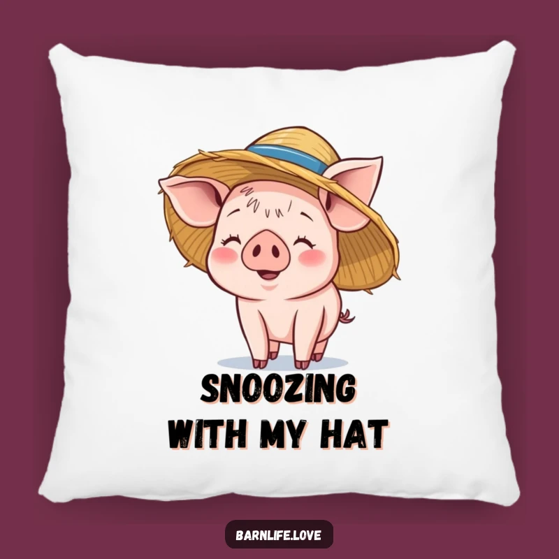 Funny Piglet Pillow: Soft Smiling Farm Animal Cushion, Straw Hat Comfort