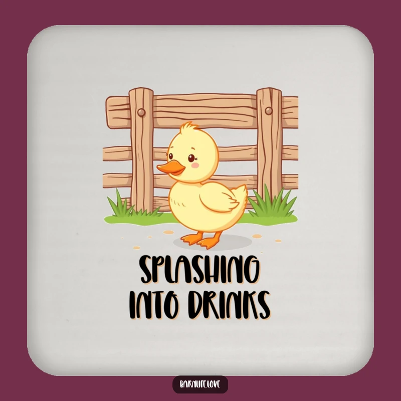 Funny Duckling Coasters: Happy Farm Animal Decor, Fence Scene Set