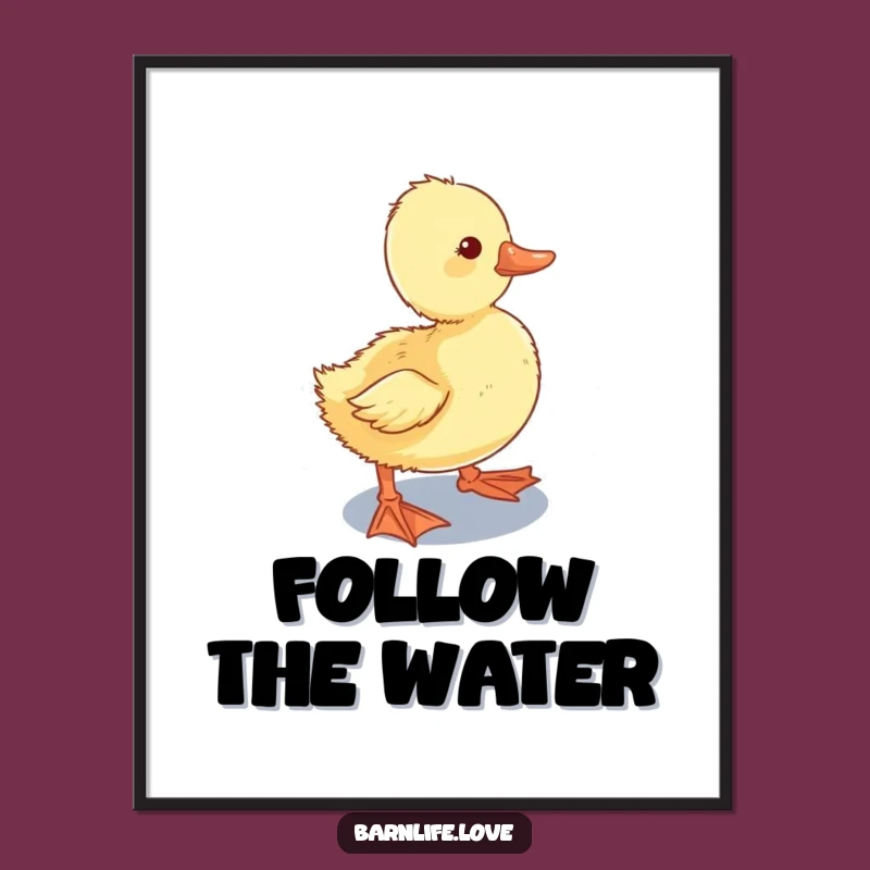 Funny Duckling Poster: Whimsical Farm Animal Art for Humorous Decor