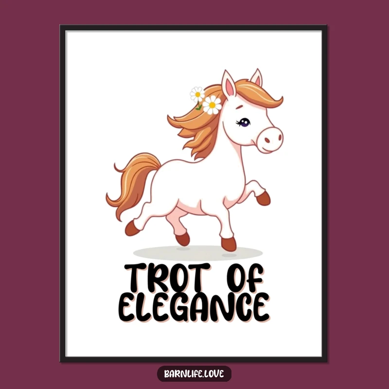 Funny Horse Trotting Poster: Equestrian Art for Spirited Homes