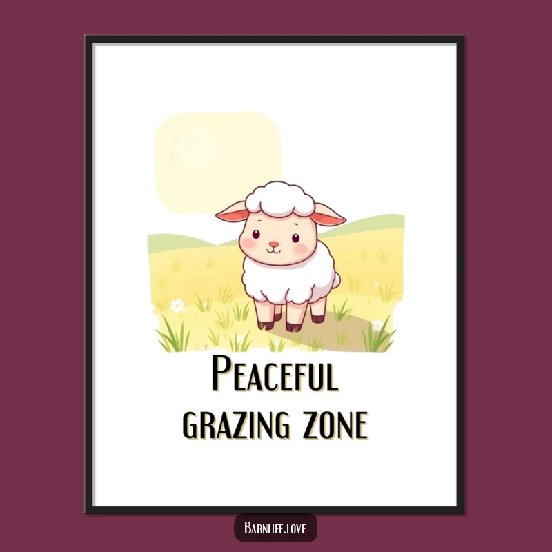 Funny Sheep Poster: Serene Farm Animal Art for Humorous, Calm Decor