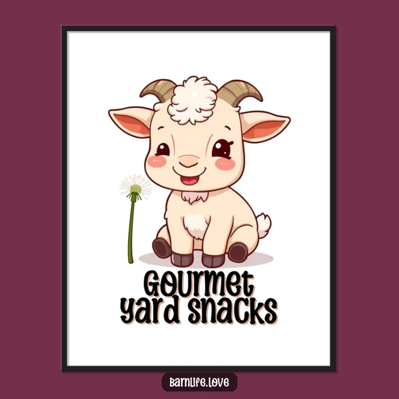 Funny Goat Munching Poster: Hilarious Farm Art Decor