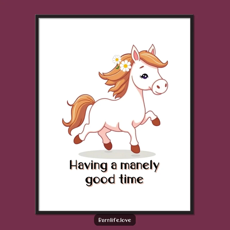 Free Printable Wall Art: Spirited Horse with Daisy, Dynamic Downloadable Art