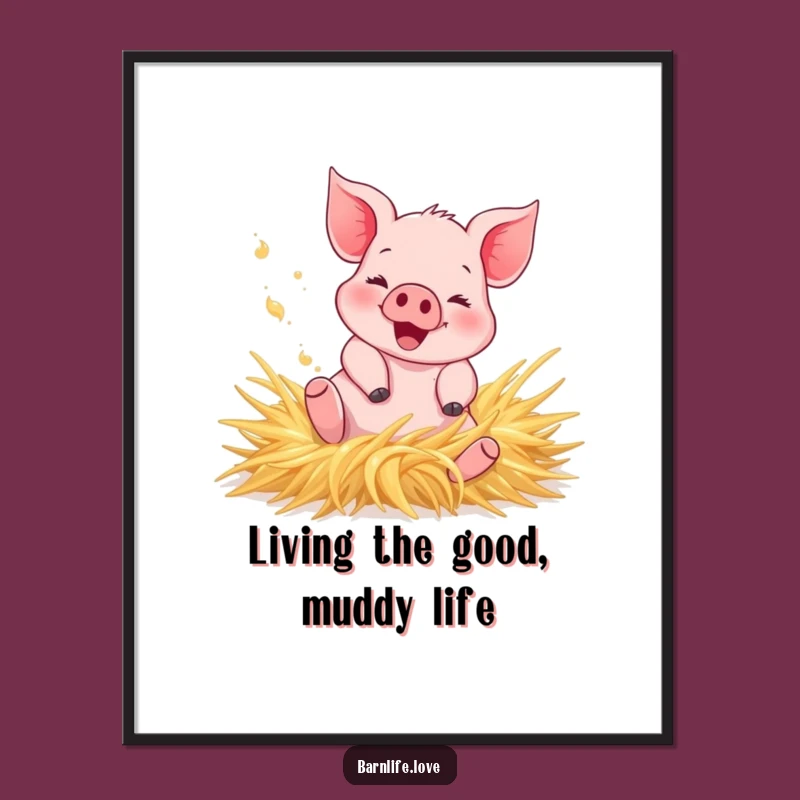 Free Printable Piglet Art - Rolling Piggy Funny Downloadable Wall Decor Gift