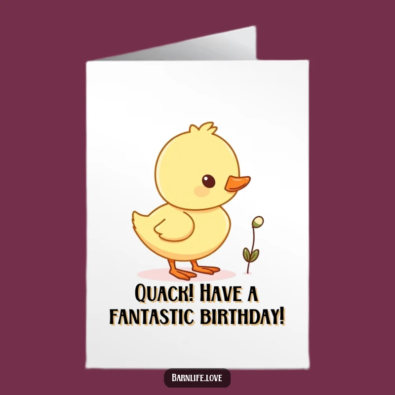 Free Printable Birthday Card: Cheerful Duckling with Seed, Cute Downloadable Greeting