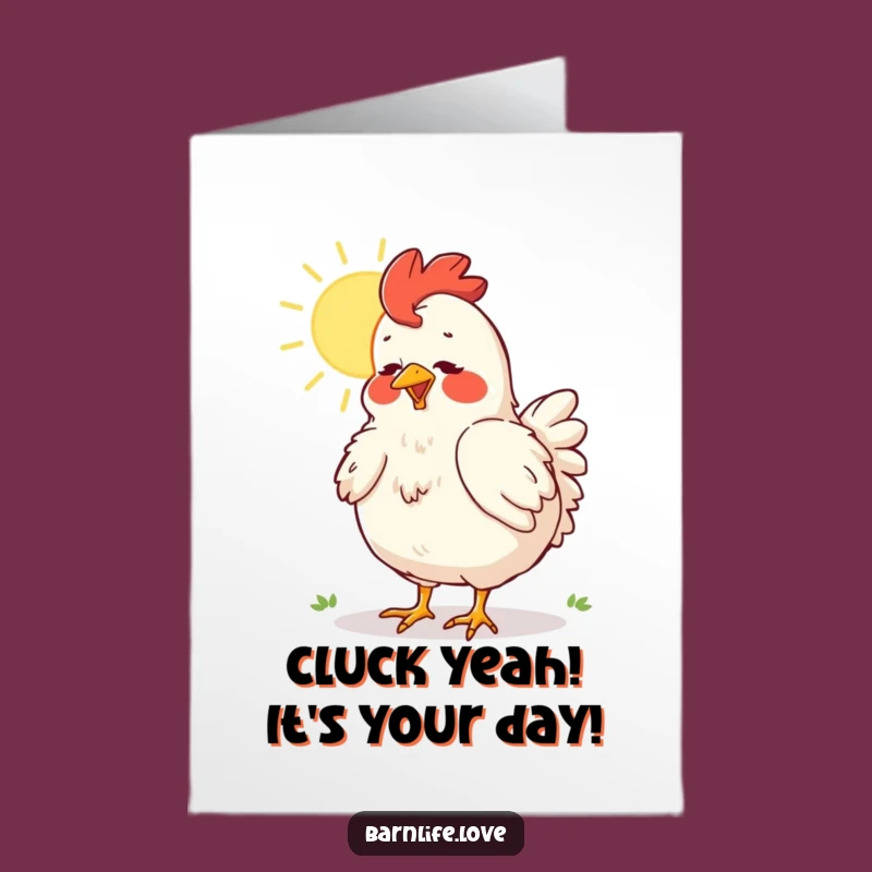 Free Printable Birthday Card: Funny Chicken Dusting Feathers, Hilarious Downloadable Greeting