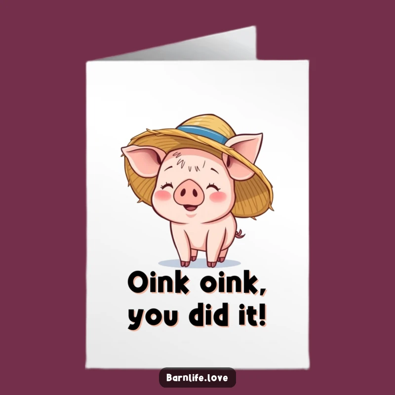 Free Printable Piglet Congratulations Card: Funny Farm Animal Downloadable Greeting