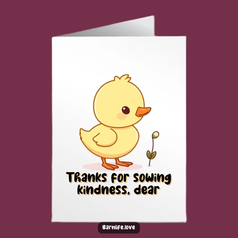 Free Printable Thank You Card: Cheerful Duckling with Seed, Sweet Downloadable Greeting