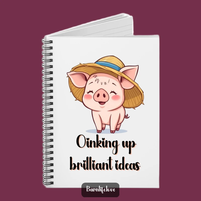 Funny Piglet Notebook: Smiling Farm Animal Journal, Straw Hat Diary